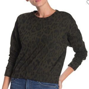 SOCIALITE Leopard Print Sweatshirt Black & Green S